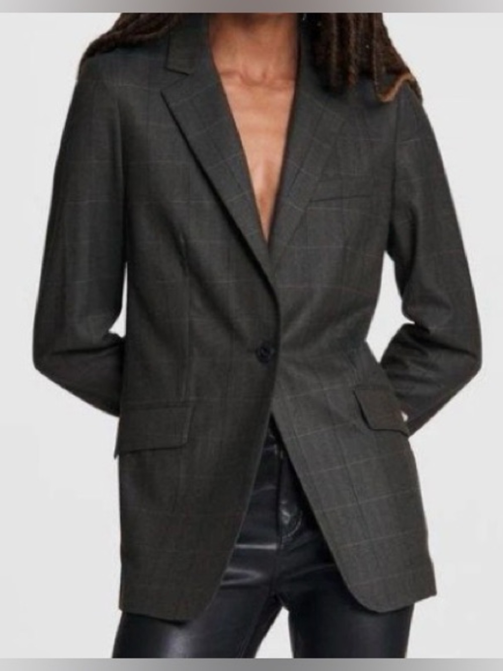 Rag & Bone Ames Deconstructed Wool Blazer Green Check Size 0